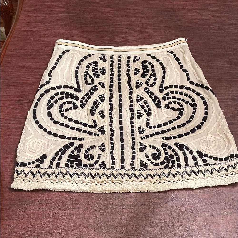 Anthropologie Black and Cream Mini Skirt